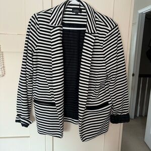 Topshop Black and White Striped Women's Blazer—KNIT